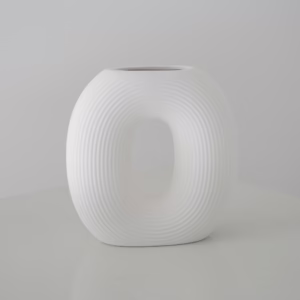 White Grooved Vase