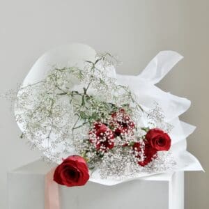 Half Dozen Red Roses with Gypsophila - Image 2