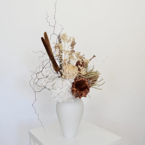 Artichoke and Hydrangea in white