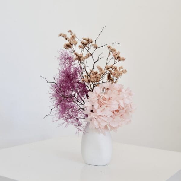 White Mini with Hydrangeas