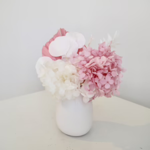 White and Pink Hydrangea Mini in White