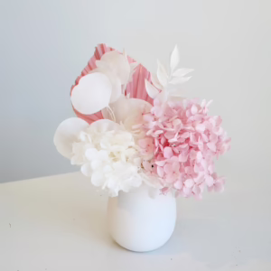 White and Pink Hydrangea Mini in White