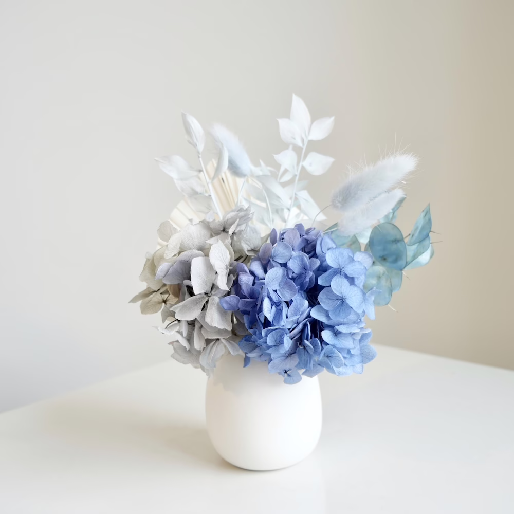 Blue Hydrangea Mini in White - Image 2