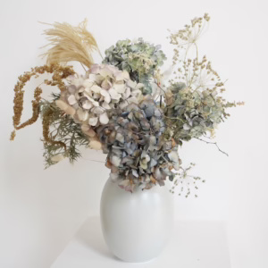 Hydrangea with Amaranths and Queens Anne Lace